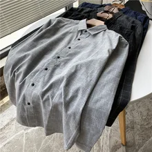 

Shirt Cotton Plaid Lapel Brushed Men's Long-Sleeved Shirt mens shirts balenciaga t shirt men longsleeve shirt for men