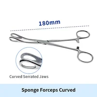 Stainless Steel Veterinary Sponge Forceps (Straight/Curved) 5