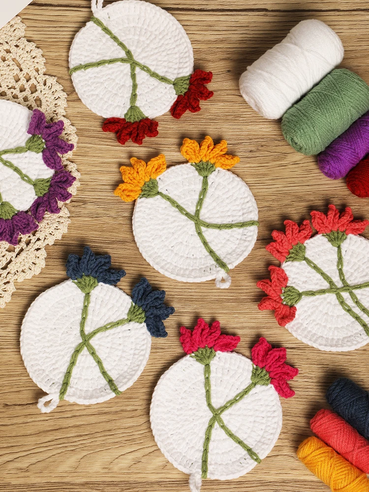Crochet Kit Crochet Hooks Crochet Needles KRABALL Coaster Crochet Kit for Beginners With Instruction Knitting Yarn Thread Needles Hook Easy Knit Accessories Set DIY Craft