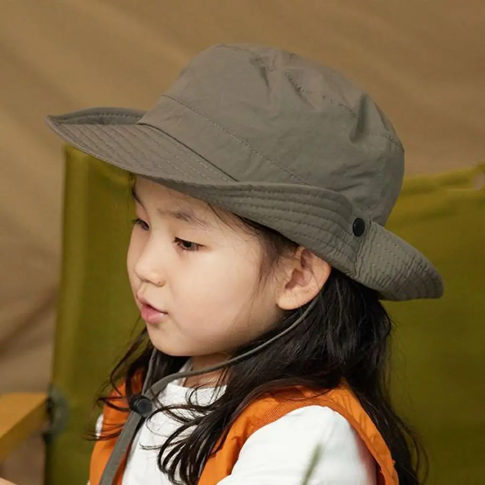 Casual Quick-drying Kids Camping Hat Breathable Windproof Baby Sun Hat Adjustable Rope Skin-Friendly Kids Bonnet Travel
