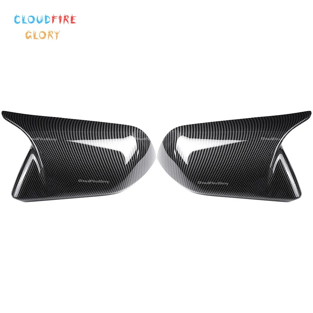 

FR3B-17683 Pair Left Right Black Carbon Fiber Rearview Door Side Mirror Cover Horn Style Plastic For Ford Mustang 2015-2022