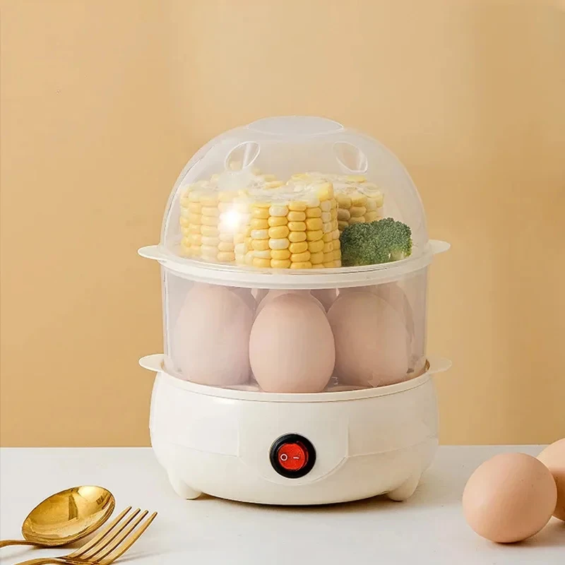 2026New Double Layer Egg Steamer Household Small Portable Automatic Power Off Steamer Kitchen Breakfast Cooking Machine 2