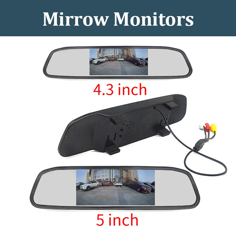 SINOVCLE Car Monitor Rearview Parking Mirror 4.3/5 Inch HD Video Input With Rear View Camera Night Vision Backup For PAL/NTSC