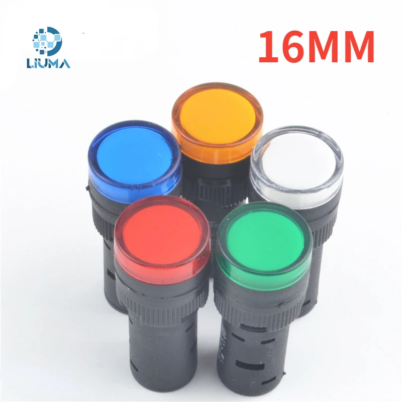 

Indicator Signal Lamp Light Waterproof ad16-16ds 16mm AC/DC 12V 24V 110V 220V 380V Red Green Yellow Blue White LED Bulbs 20mA