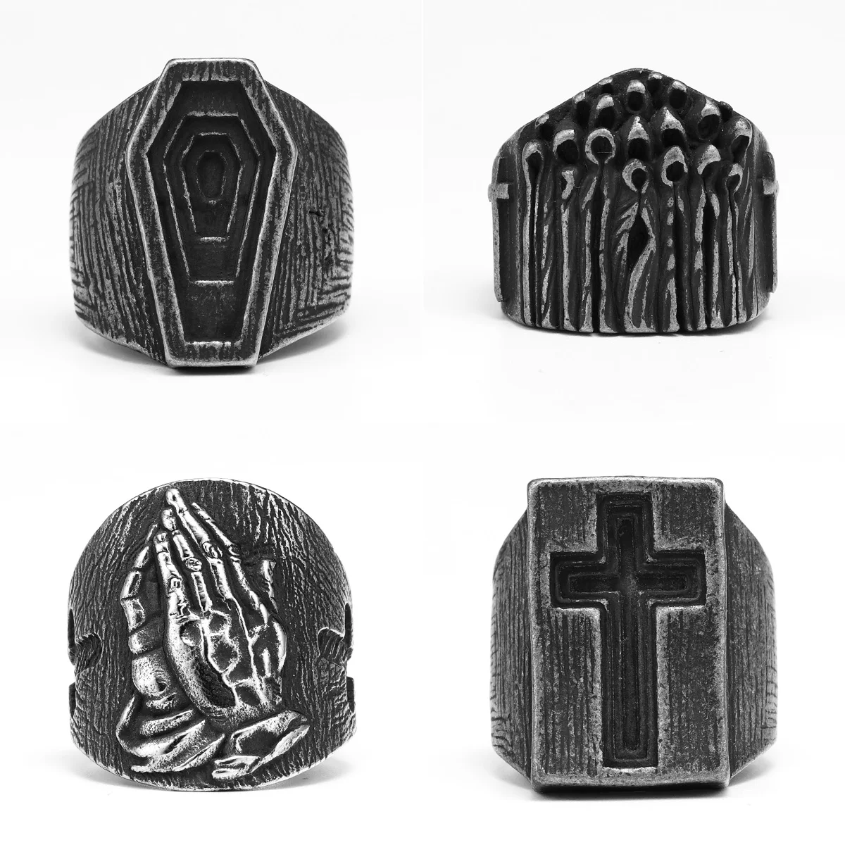 Bible Cross Prayer Men Rings Stainless Steel Women Jewelry Punk Rock Vintage Black Gothic Fashion Accessories Gifts Wholesale 6