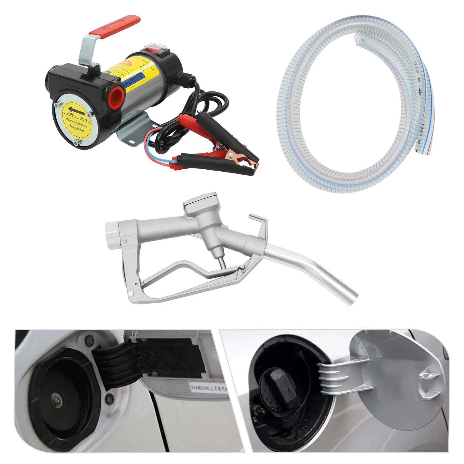 Diesel-Transferpumpe 200W 12V Selbstansaugende Kraftstoffpumpe 45L/min Gusseisen für LKWs Traktoren mit Schläuchen und Filter – Detail 1