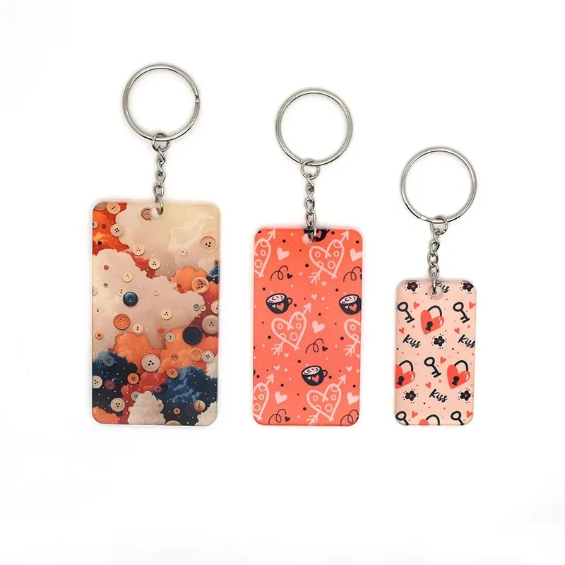 30pcs 승화 아크릴 사진 프레임 열쇠 고리 블랭크, 직사각형 모양 승화 열쇠 고리 블랭크 DIY 공예용