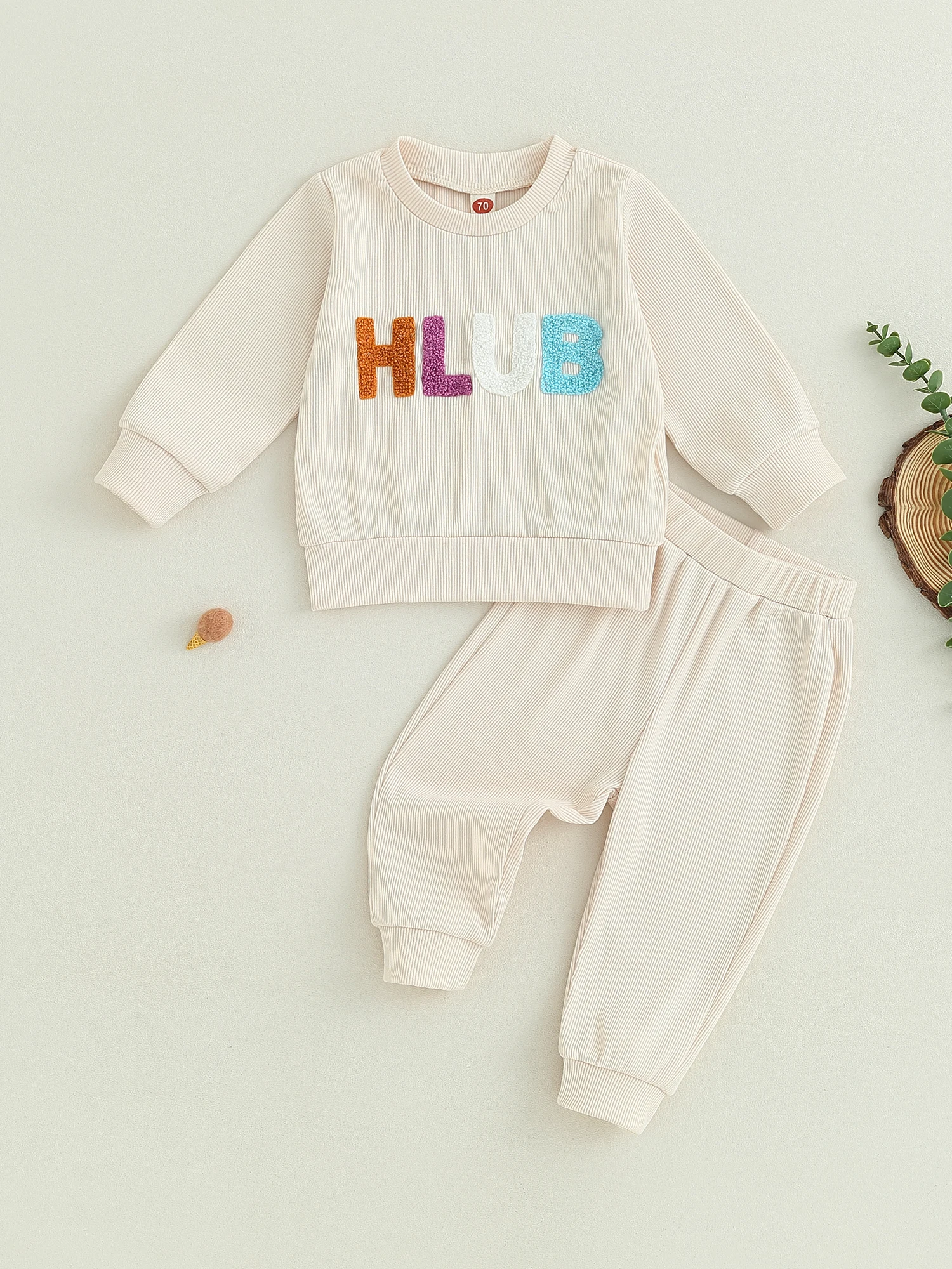 

Toddler Baby Girl Boy Winter Warm Long Sleeve Letter Embroidery Sweatshirt Pants 2Pcs Set Outfits with Cozy Fall Vibes