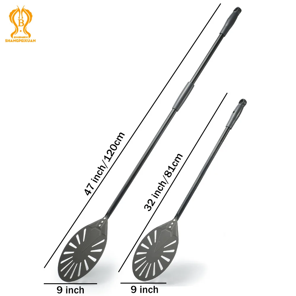 9 inch Pizza Turning Peel Hard Anodized Pizza Shovel Aluminum Alloy Detachable Handle Oven Accessories