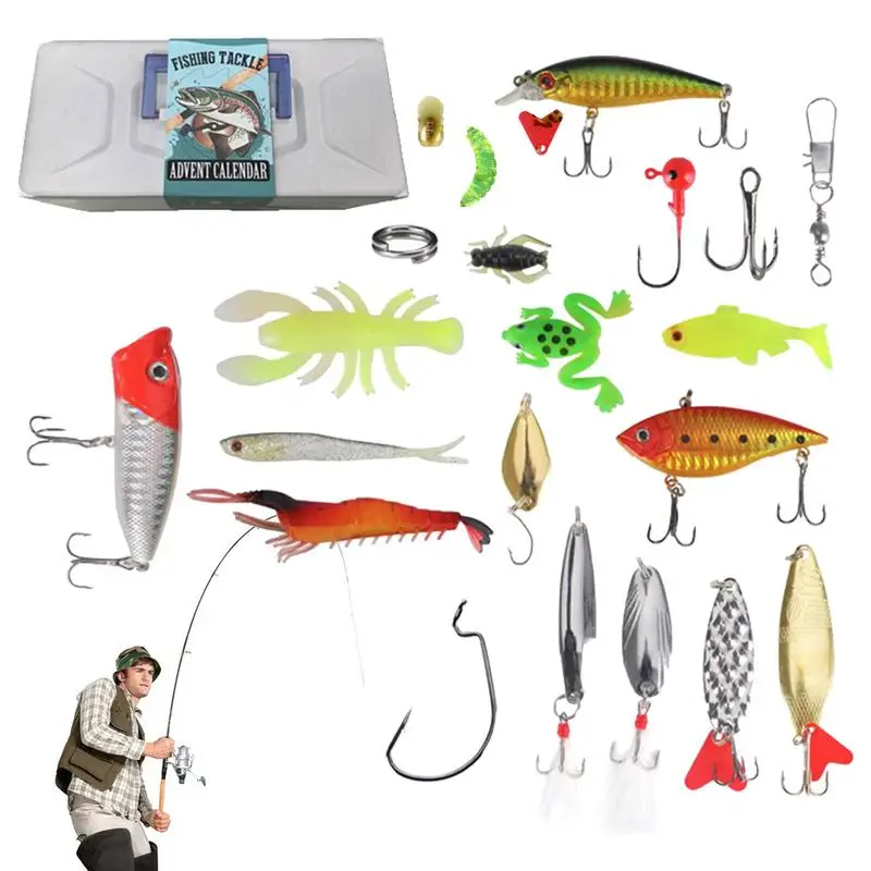 

2023 Fishing Lure Box Advent Calendar Creative Fishing Lures Set Funny Christmas Countdown Practical Fishing Lures For Adult