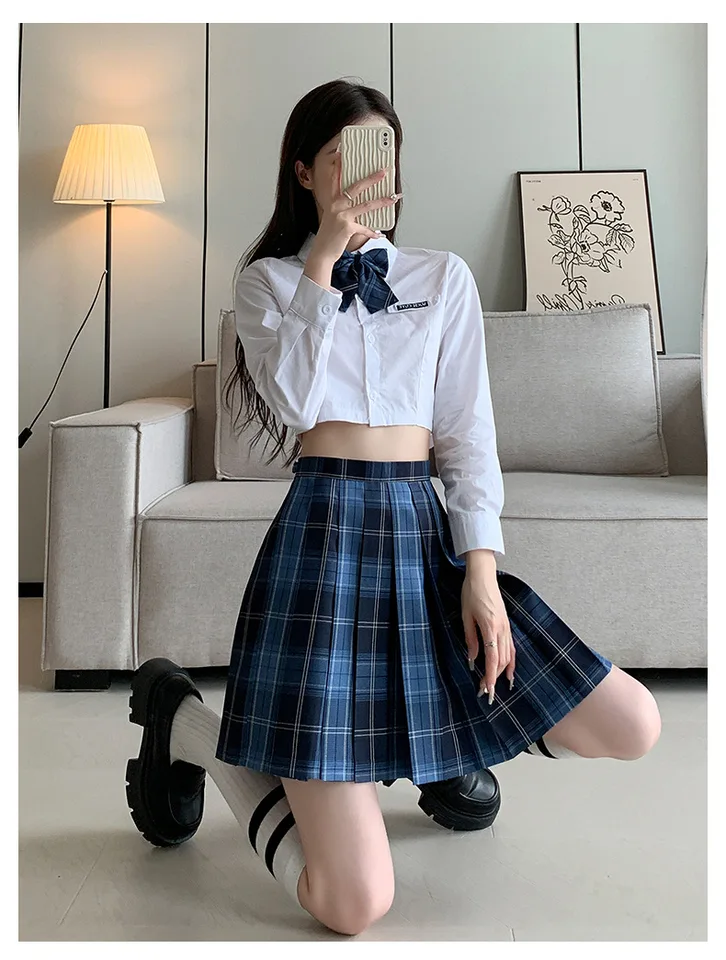 Jupe plissée à carreaux pour femme - gray[E17422] - taille haute - blanc - rose - kawaii