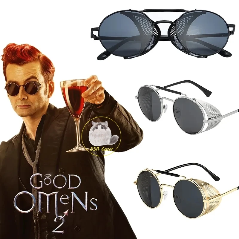 

Good Omens Devil Crowley David Tennant Cosplay Glasses Steampunk Retro Eyewear Sunglasses Men Women Props Accessories