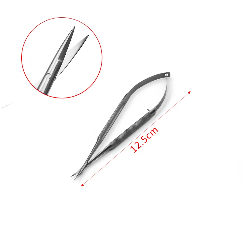 2pcs Fine Stainless Steel Ophthalmic Instrument 12.5 cm Micro Scissor Straight Bend Head Conjunctiva Scissor Speculums Tweezer