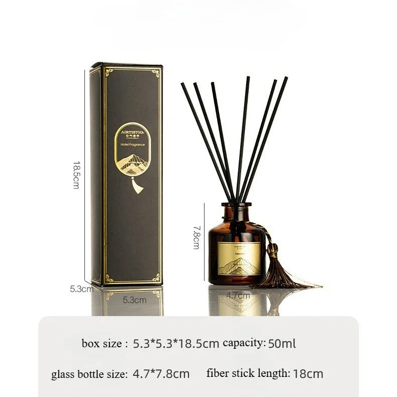 Reed Diffuser with Brwon Glass Bottle and Black Sticks, Home Fragrance Decor For Bedroom and Washroom, 50ml