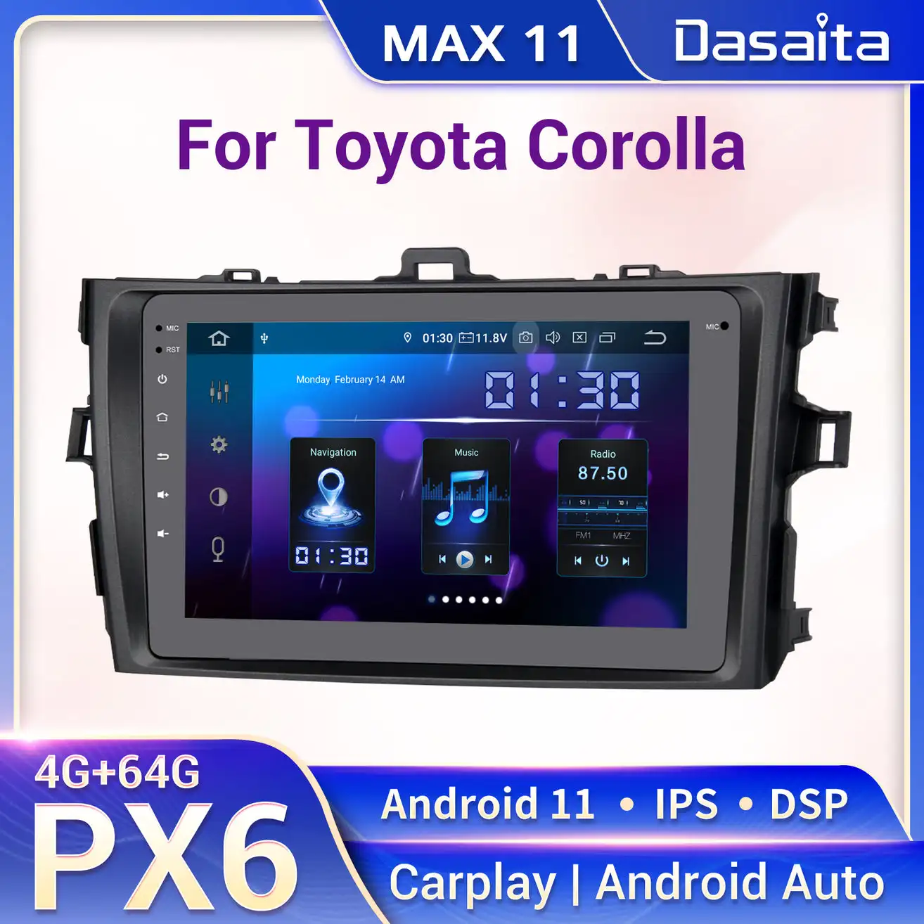 

Dasaita Android 11 мультимедийный плеер для Toyota Corolla 2007-2013 GPS DSP IPS 1280*720 Carplay Android Авто AHD радио Wifi BT5