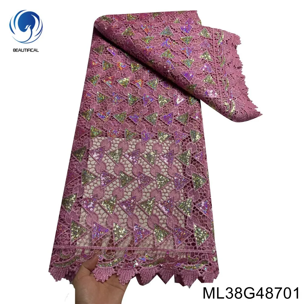 

Нигерийское гипюровое водорастворимое кружево, элегантное и изысканное, три вида, стиль, вечерние платья, ML38G487