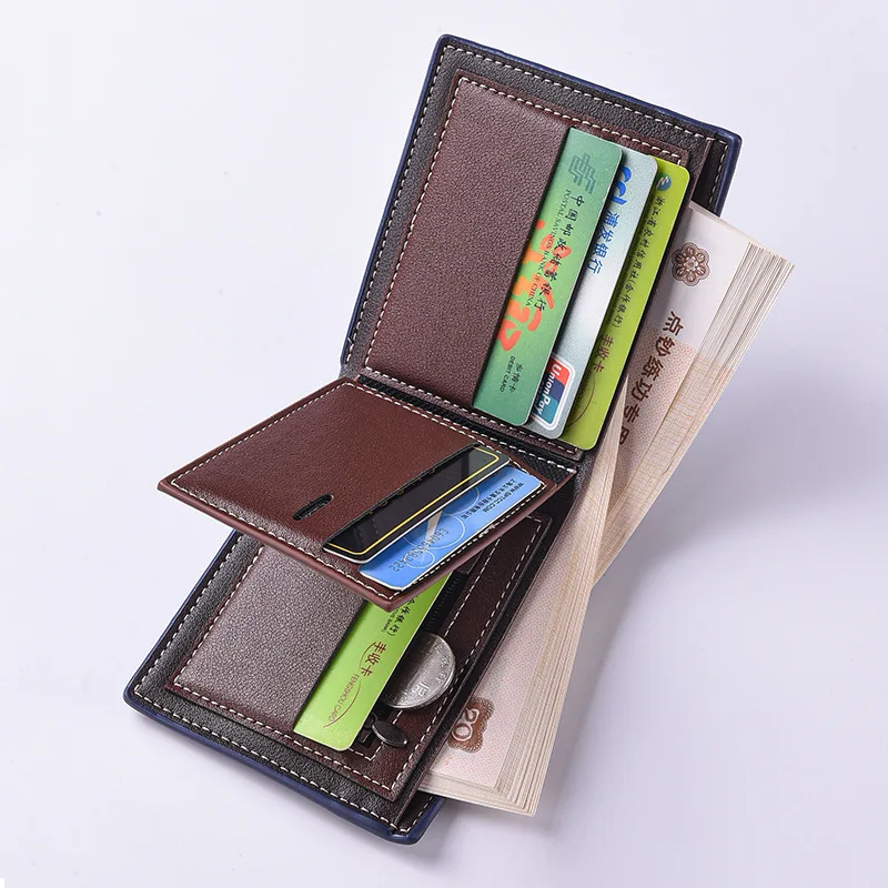 Men's Multi functional Wallet Carbon Fiber Pattern Triple Fold Wallet Men's Card Bag