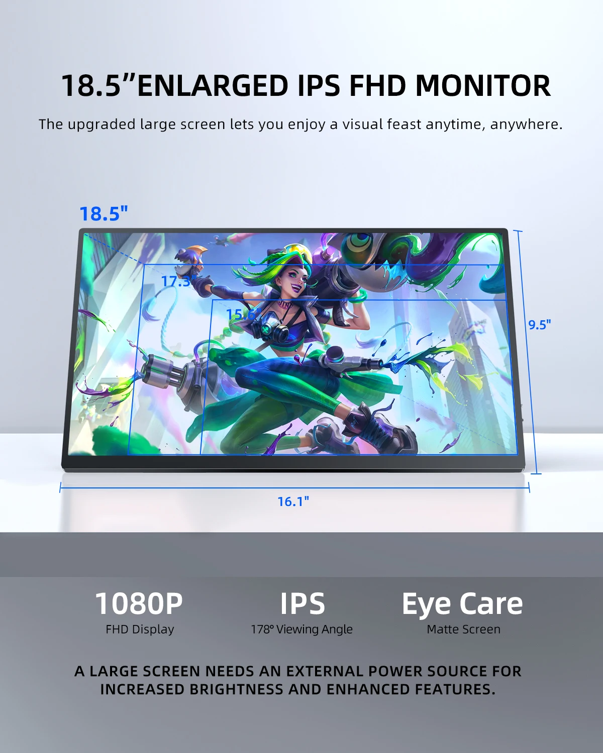 UPERFECT 18.5インチ大型ポータブルモニター 120Hz 1080P FHD IPS