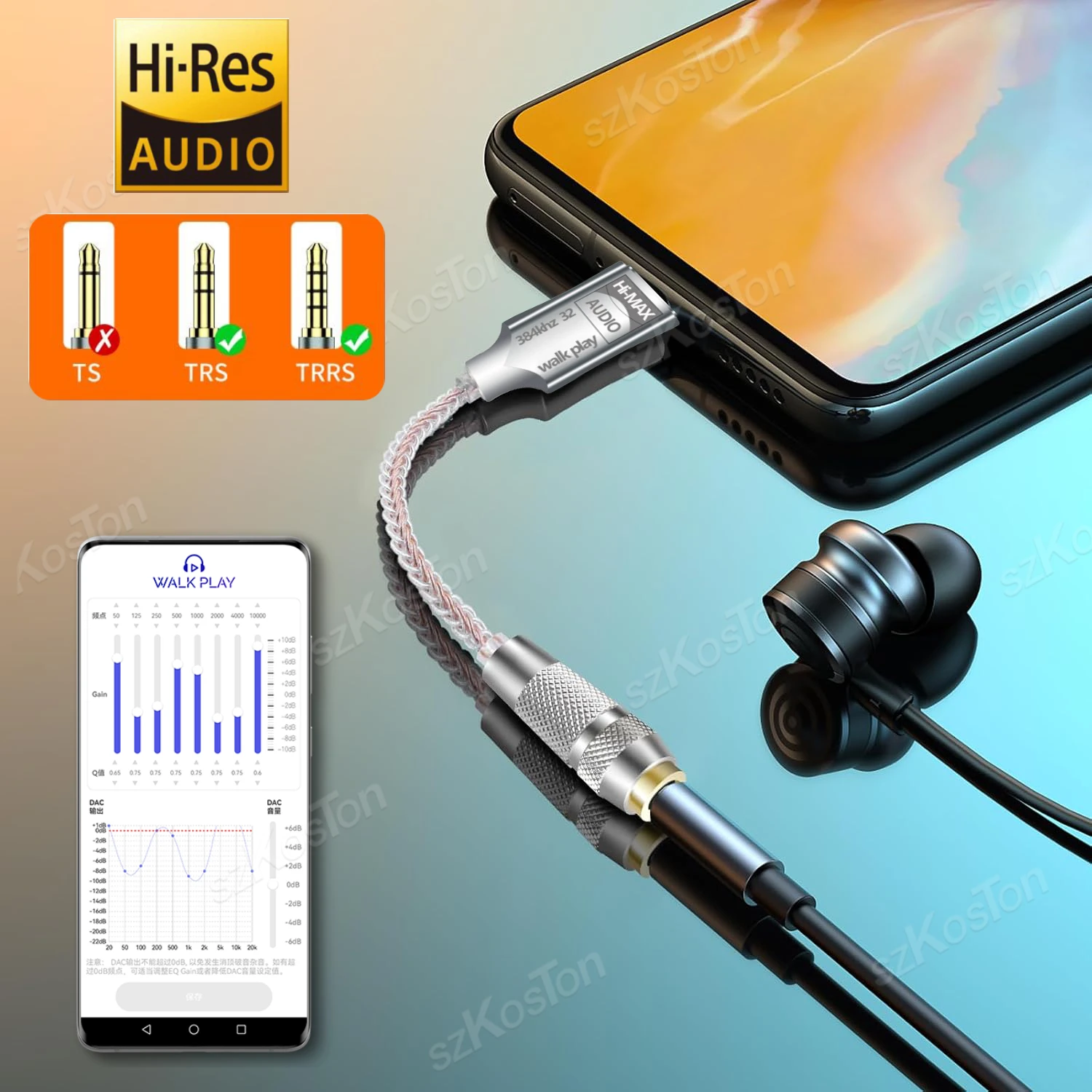 HiFi DAC Headphone Amplifier Adapter - Type C to 3.5mm Audio Interface Decoder