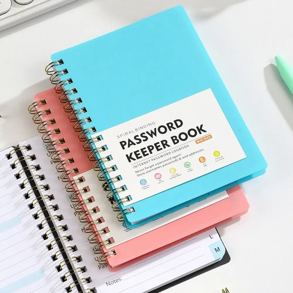 Alphabetical Tabs Spiral Password Keeper Notebook, A6 Mini Size, Secure Website Logins Organizer