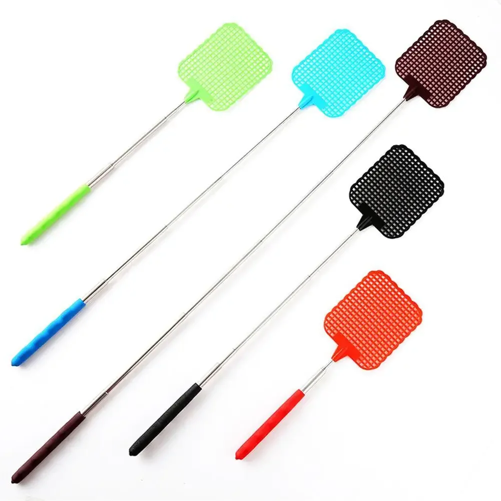 1pc Telescopic fly swatter manual plastic stainless steel rod with long rod mosquito swatter home sharp tools 4