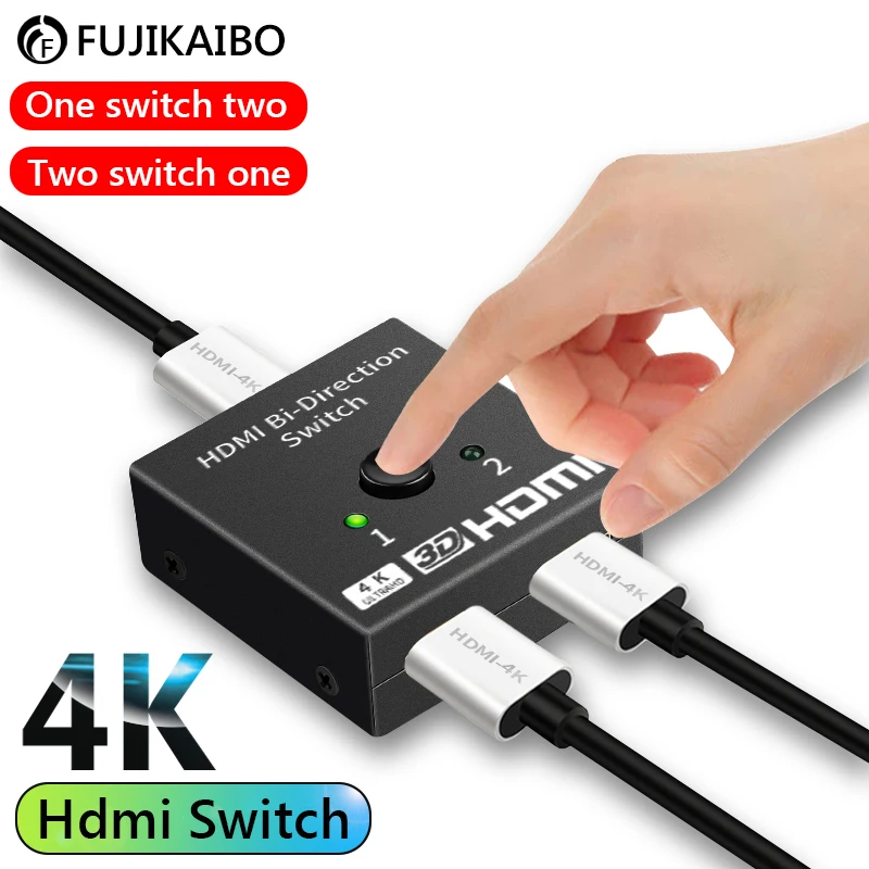 HD 4K HDMI переключатель 2 порта двунаправленный HDMI-кабель интерфейса сплиттер для