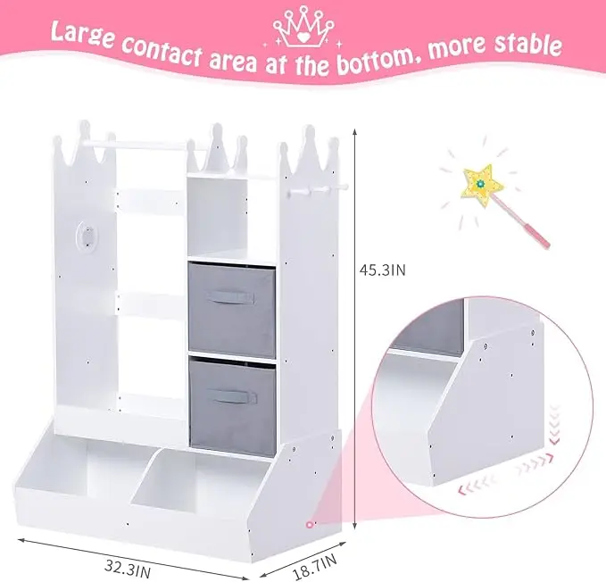 Kids Clothes Rack with Storage 5