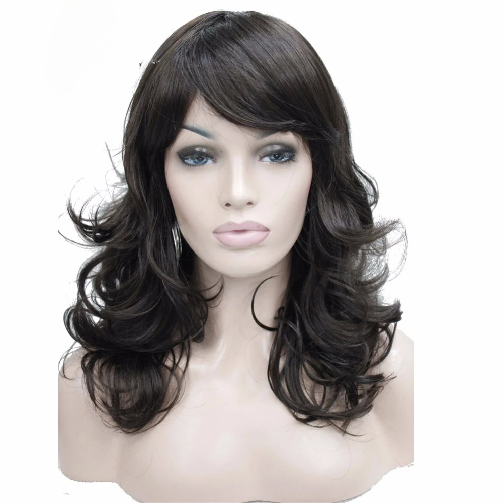 Medium Length Wavy Dark Brown Full Synthetic Wig Women's Wigs кресло rattan grand cafe medium brown