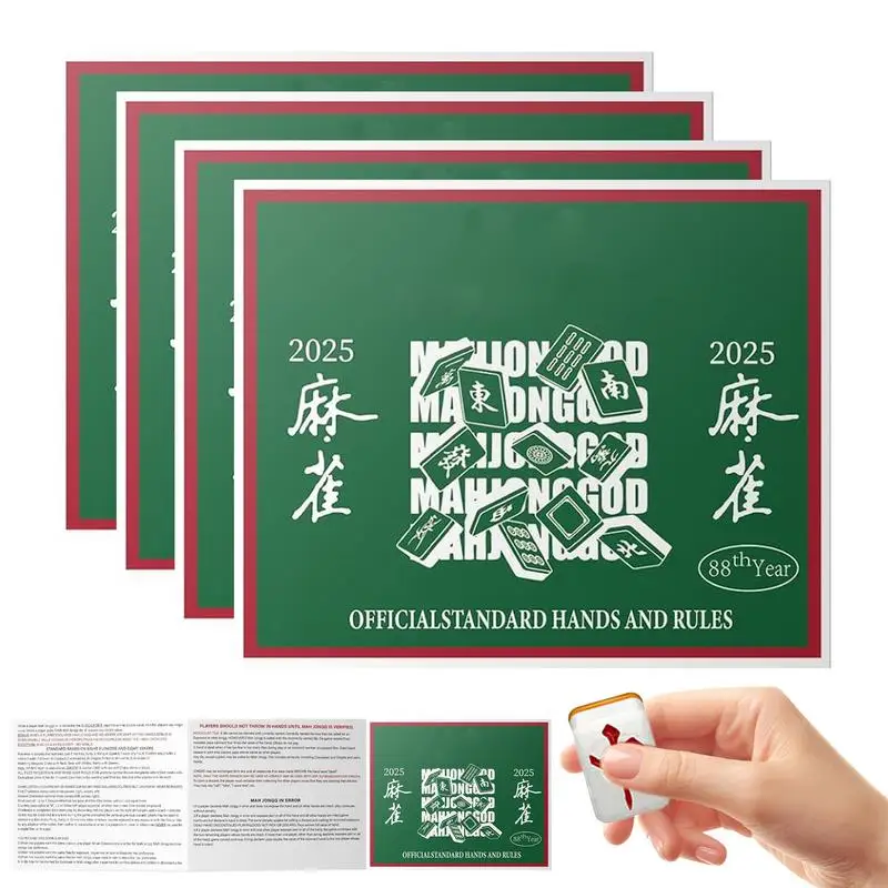 Mah Jongg Rule Card Scorekeeping Cards 4 Pieces Recording Sheets Standard Foldable Mah Jongg League Scorecard Parties Favors For