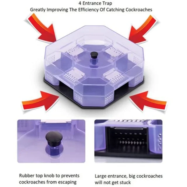 Csótánycsapda, Hatékony Kóach Csótány Csapda Fogó Doboz Rögzítés, Újrafelhasználható És Környezetbarát Csapdák Pókok Hangyák - Image 5