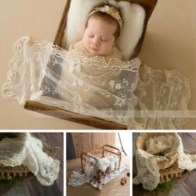 Embroidered Newborn Photography Props Lace Baby Blankets  Soft Blankets Infantil Photo Shoot Accessories Posing Props Decoration dvotinst newborn baby photography props mini wigwam tent decoration fotografia accessories infantil studio shooting photo prop