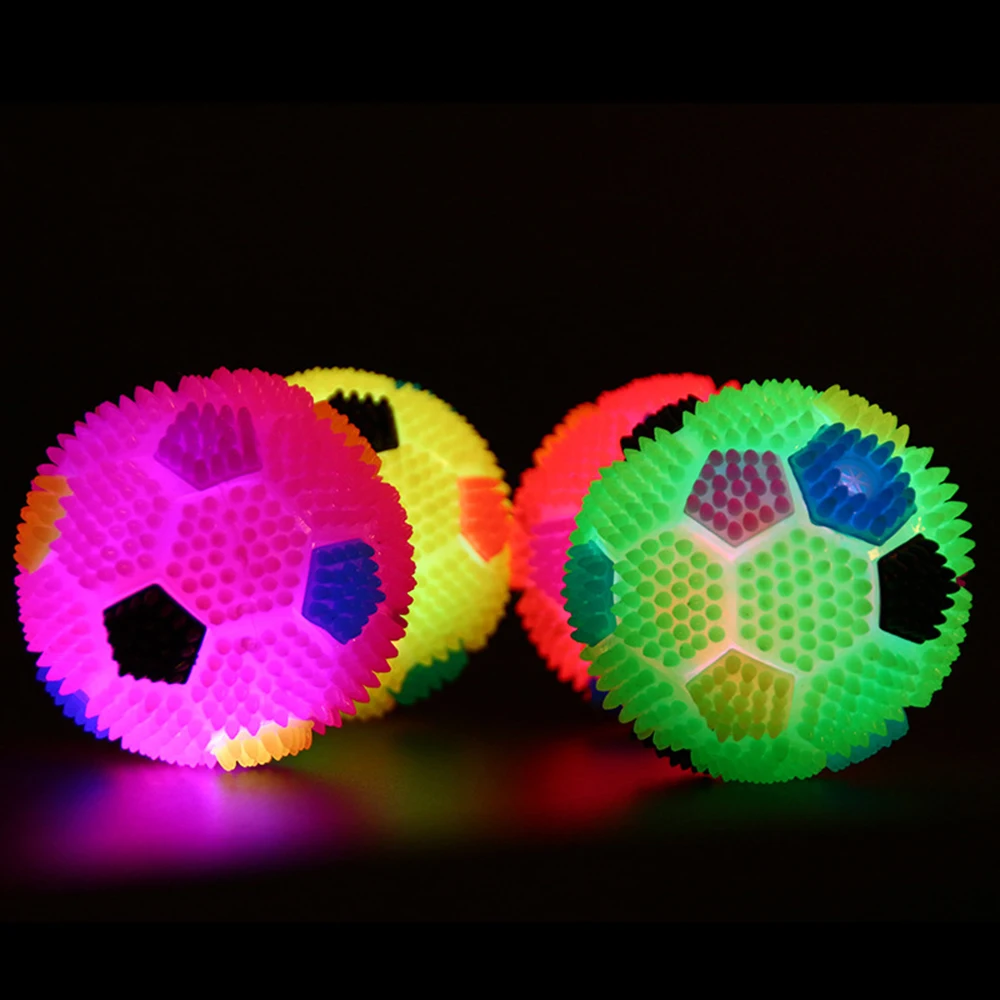Pet Dog Toy Ball Tpr Tri-Color Light Up Elastic Small Dog Flash Pet Training Interactive Throwing Dog Ball 4