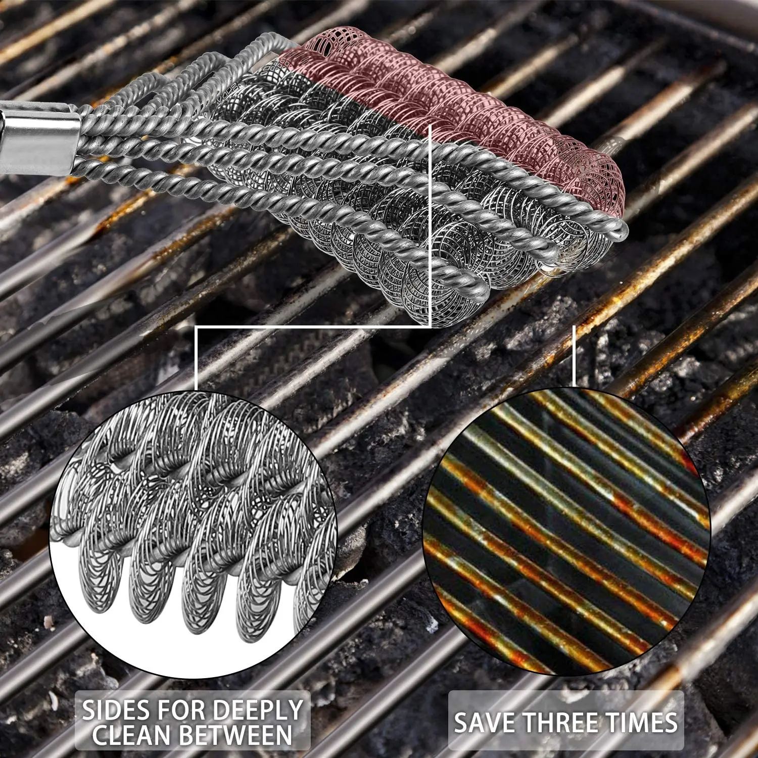 Barbecue Accessorie Grill Brush Cleaning Brushes Barbecue Cleaning Tools Stainless Steel Wire Bristles Clean Brushes Non-stick Stains Grease Kitchen BBQ Tools
