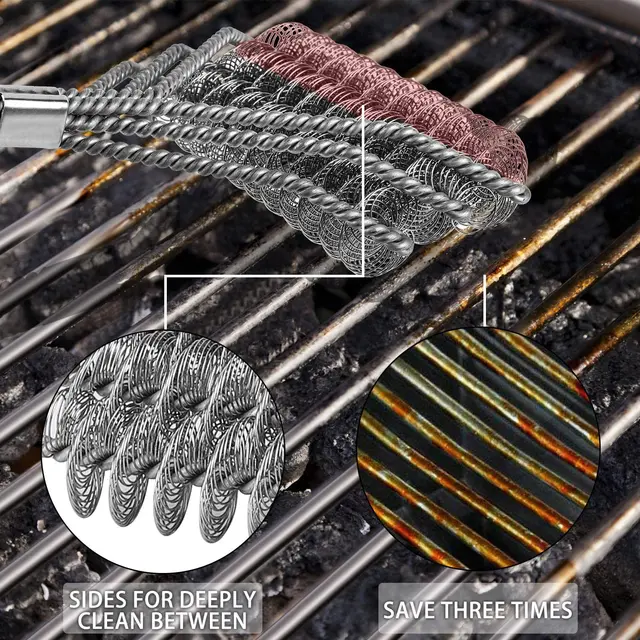 Barbecue Accessorie Grill Kefe Rozsdamentes Acél Huzal Sörték Tiszta Kefék Nem Tapadók Foltok Zsír Konyhai Bbq Szerszámok - Image 4