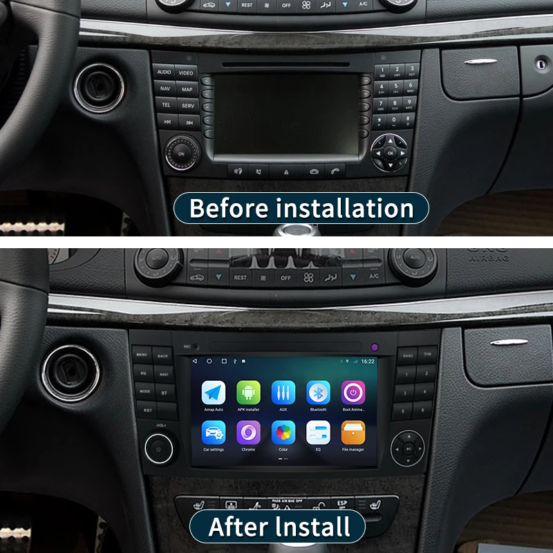 ޸  E Ŭ W211 2002-2008   Ƽ̵  ÷̾, GPS ̼, ȵ̵ 11, 7 ġ, 4G  ī÷