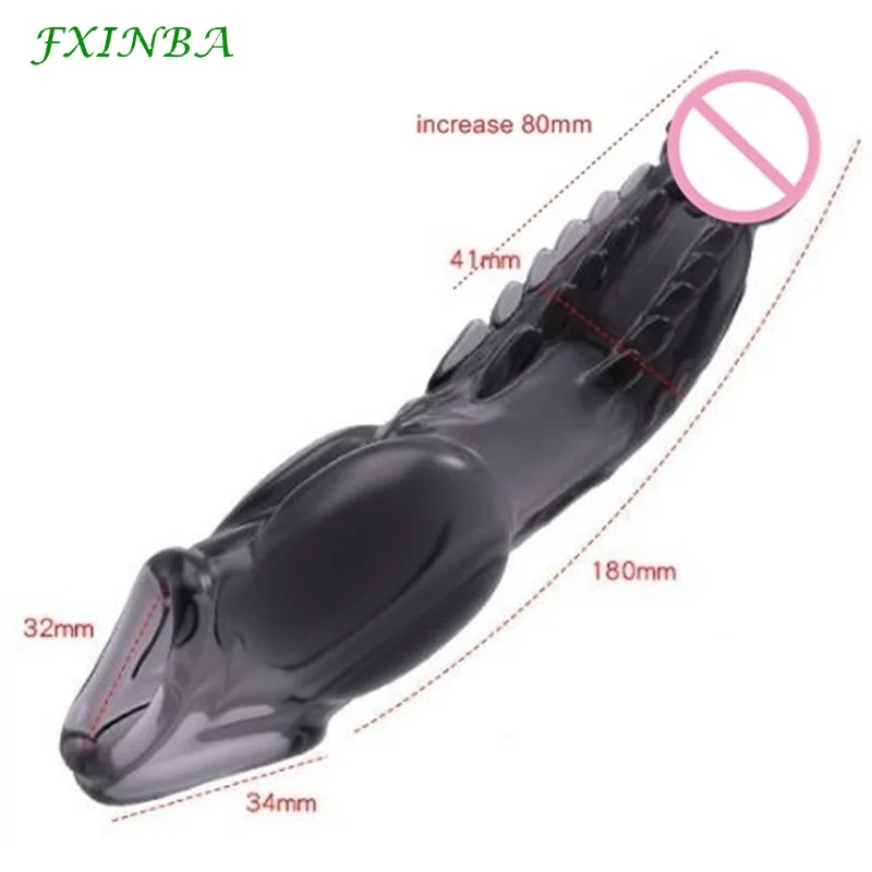 FXINBA Heterotypic Large Penis Sleeve Extender Male Cock Sleeve Sex Toys For Men Delay Ejaculation Reusable Condom Dick Enlarger