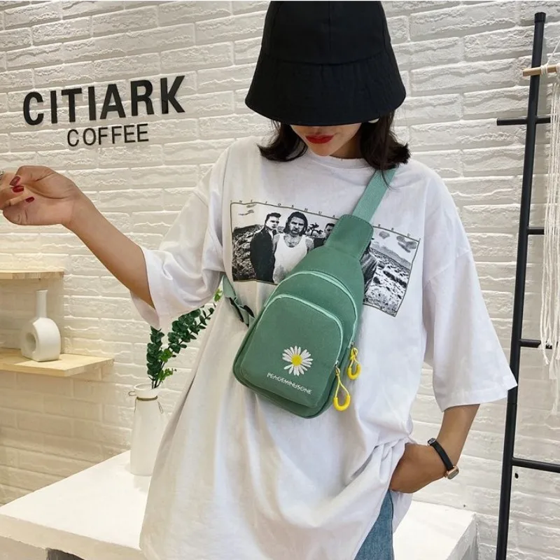 Crossbody Bag Leather Shoulder Bag Corduroy Shoulder Bag Chest Bag Spring And Summer Creative Style Shoulder Sesame Street Wrinkled Chrysanthemum Wear Resistant Messenger
