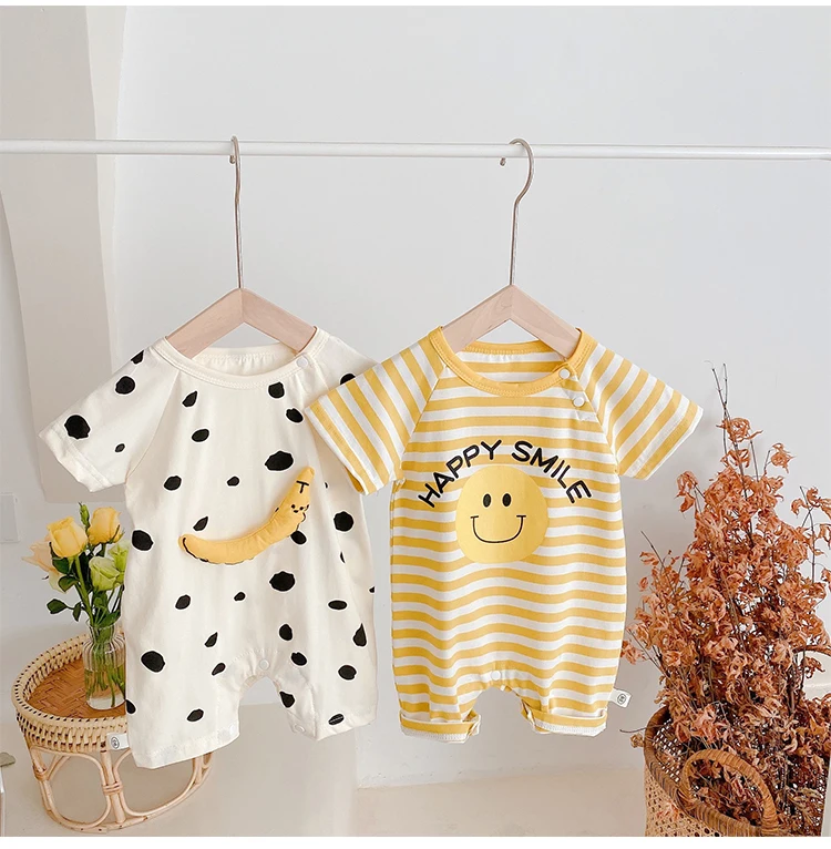 Summer Baby Romper Cotton Funny smiley suspenders Baby bodysuit baby girl clothes baby boy clothes For newborn baby kids thing baby bodysuit dress