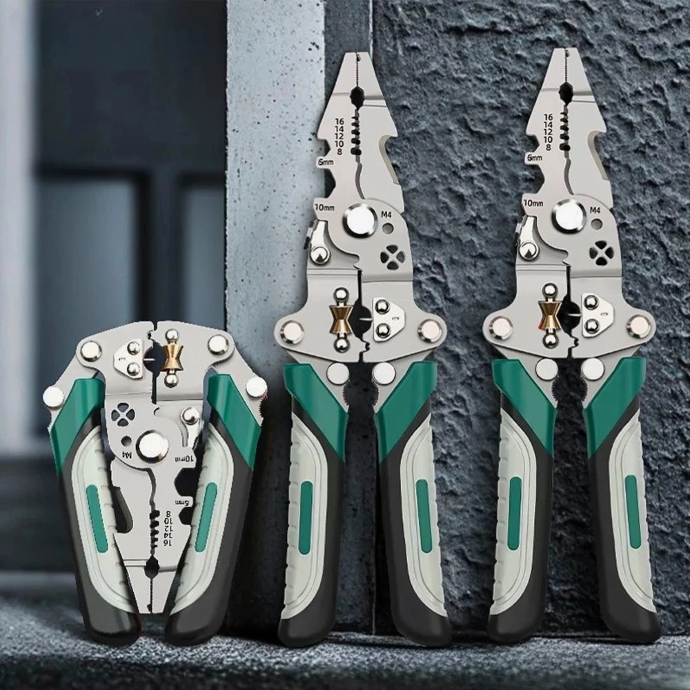 Multi-Functional Foldable Wire Stripper with Pulley Design Cable Separator, Wire Winder, Crimping Pliers