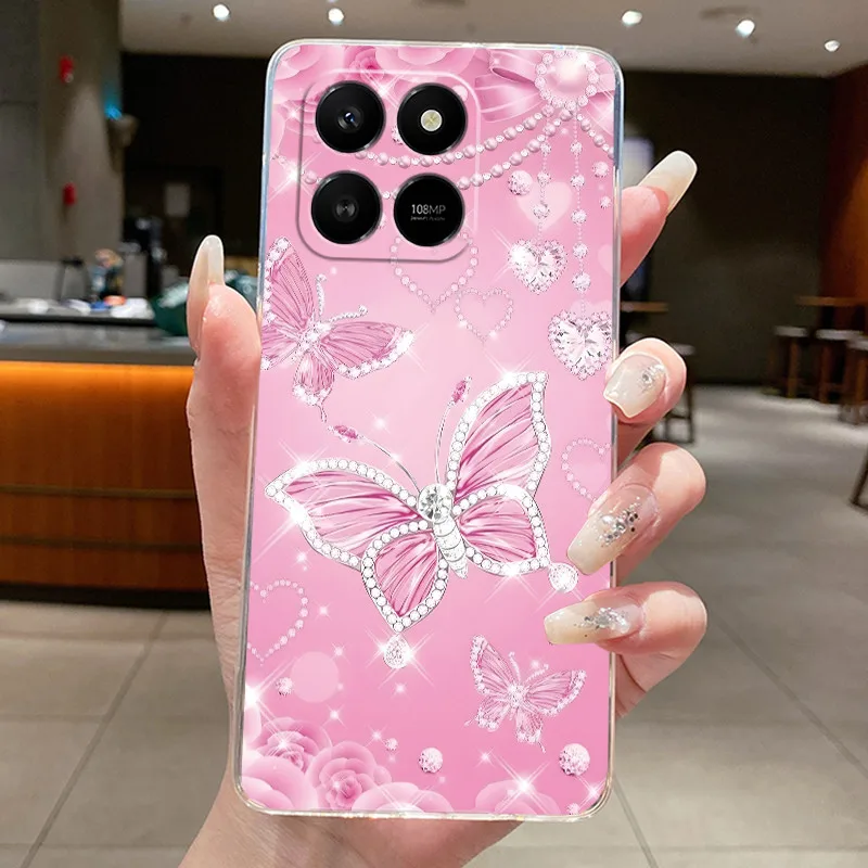 Luxury Butterfly Flower Clear Soft TPU Silicone Phone Case - Fashionable Transparent Cover