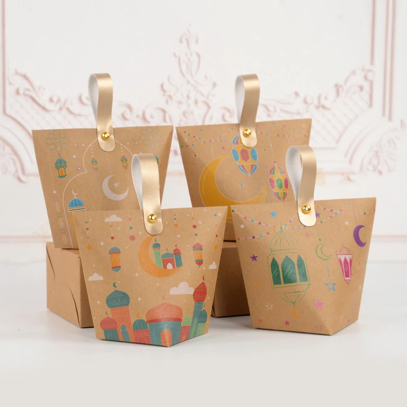 5/10Pcs EID Mubarak Candy Gift Box Ramadan Decoration Cookie Gifts Packaging Bag 2024 Islamic Muslim Party Supplies Home Decor