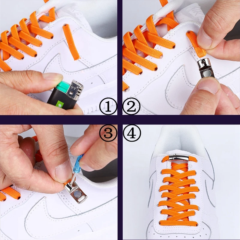 Elastic Shoelaces Magnetic Metal lock Man And Woman General No Tie Shoe Laces Fashion Sports Leisure Walking Lazy Lace 1 Pair