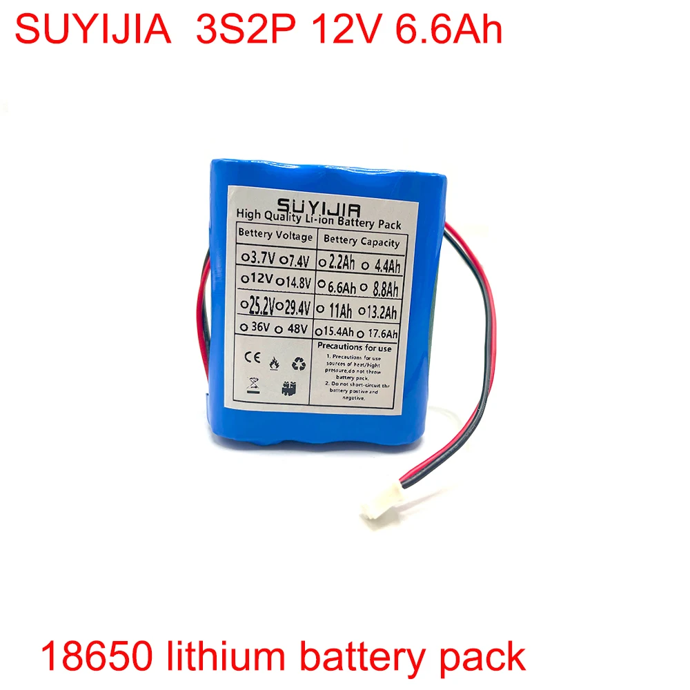

Original 12V 3A 18650 Lithium Battery Pack with Built-in BMS for Bluetooth Speakers Flashlight GPS Fascia Gun 6600mAh Battery