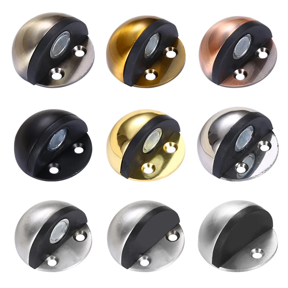Stainless Steel Rubber Magnetic Door Stopper Non Punching Sticker Hidden Door Holders Floor Mounted Nail-free Stops door stopper magnetic door stopper