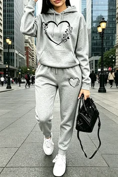 Womens Outfits Casual Hooded Sweatshirt Sportswear Outdoors Sports Jogging Clothing Autumn Winter Versatile Streets Hoodie Pants