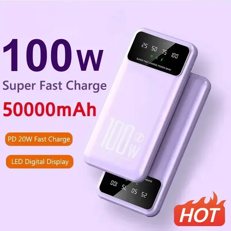 

Портативное зарядное устройство для iPhone, Huawei, Samsung, 50000 мАч, 100 Вт