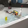 Bathtub Caddy Tray Adjustable Retractable Large Capacity Transparent Anti-slip Tub Storage Rack Clear Acrylic Bathtub Shelf 1