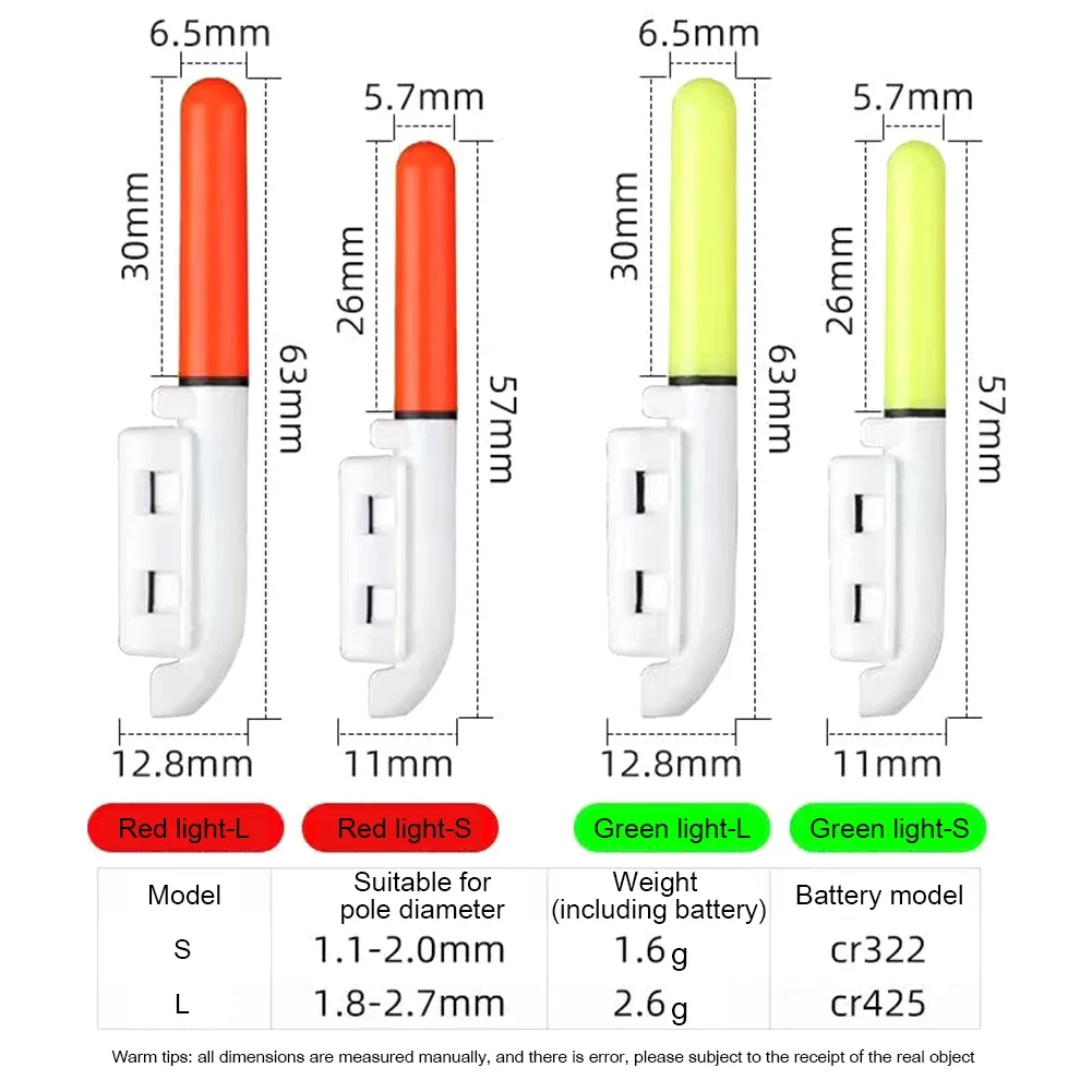 Night Fishing Electric Floats Light Luminous Rechargeable CR425 3.7V Battery USB Charger Set Buoy Tools Bobber Pesca Tackle