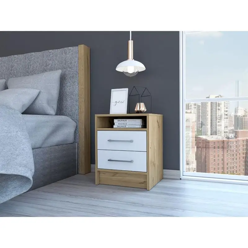 

Mall Eter Nightstand, Superior Top, Two Drawers -White Light Oak