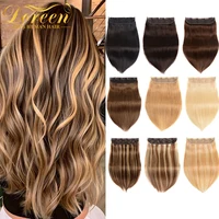 Clip In Hair Extensions wigs One Piece Natural Human Hair Clip in with 5 clips Wear to Go Hairpieces Natural Hair Balayage Blonde 1